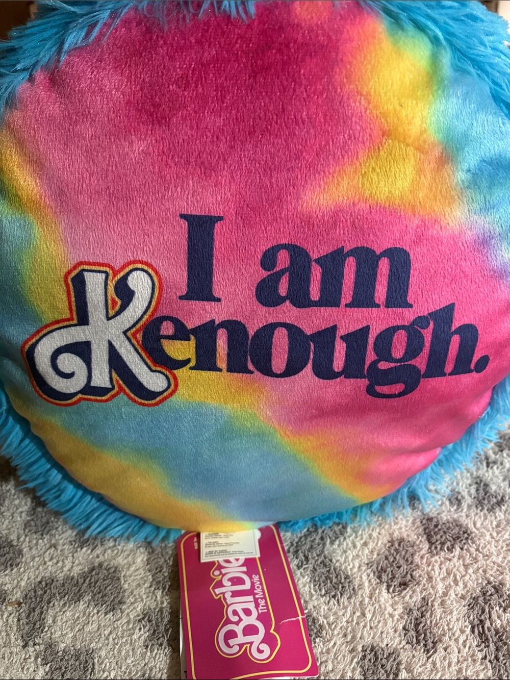 I Am Enough Tie-Dye Round Throw Pillow